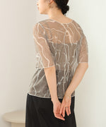 marble sheer mesh tops