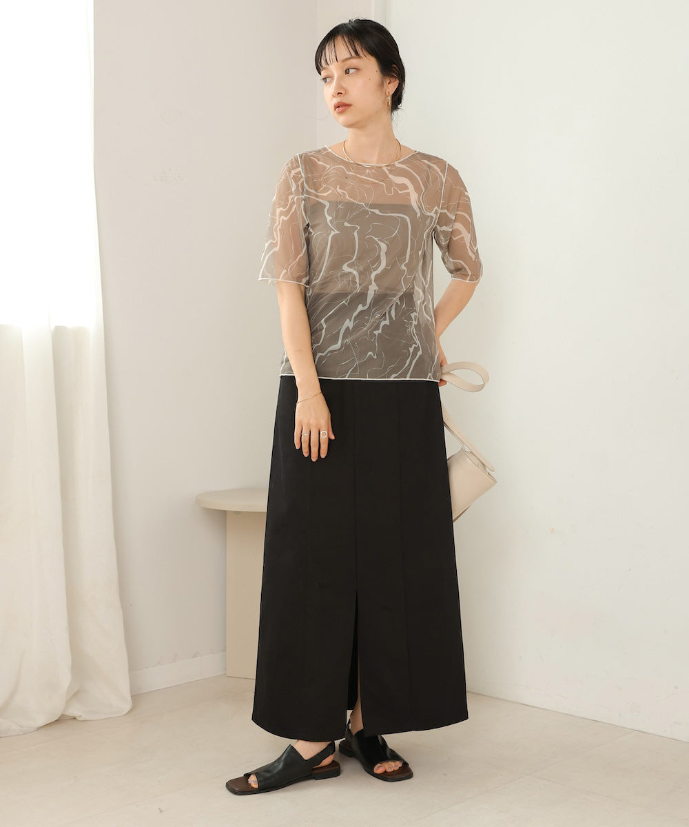 marble sheer mesh tops