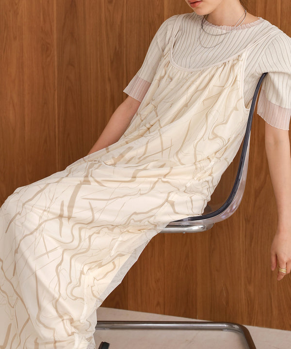 マーブルシアーメッシュキャミワンピース