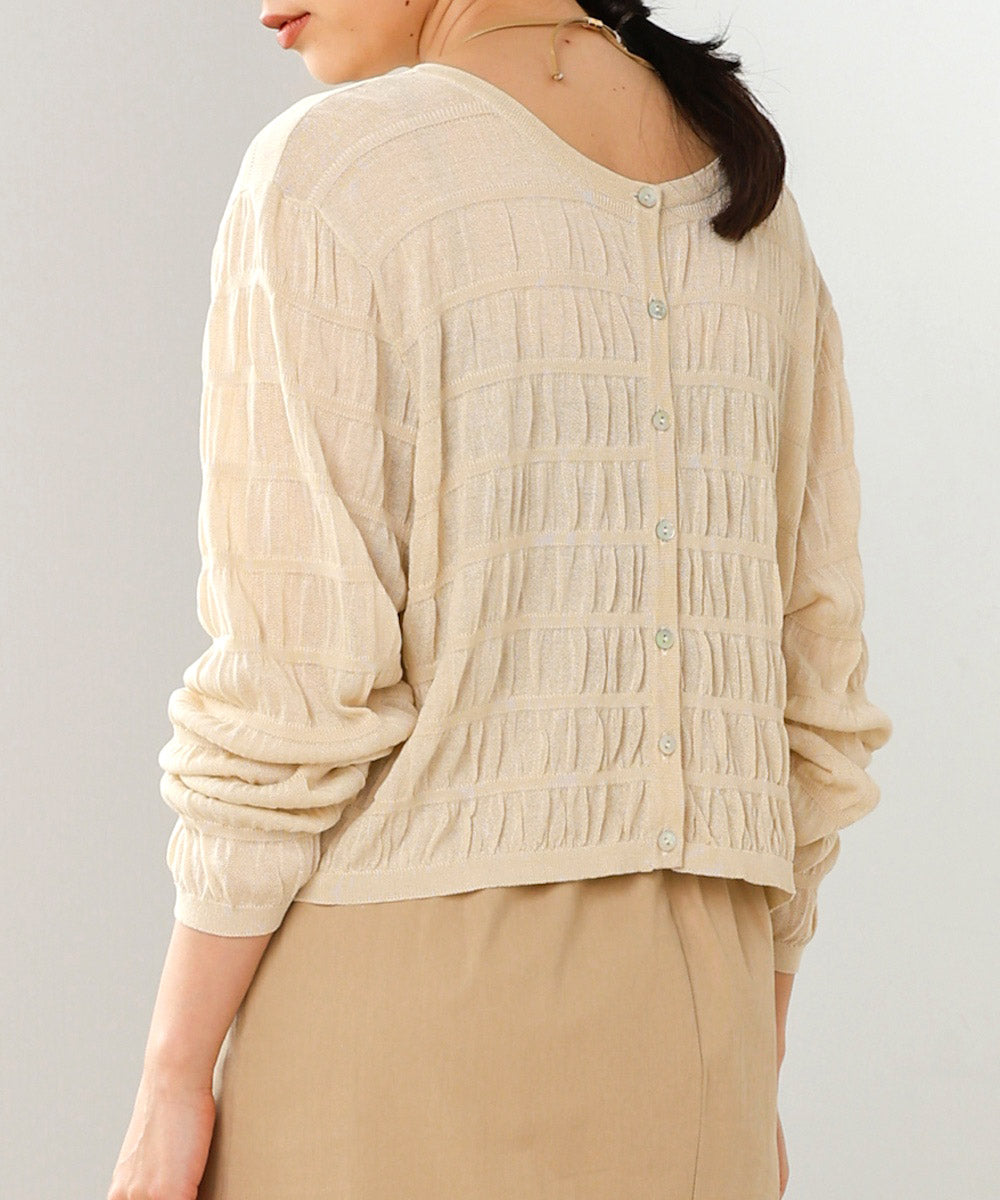 shirred 2way knit tops
