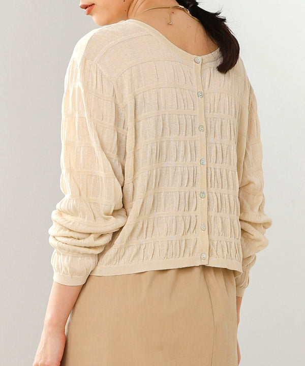 shirred 2way knit tops