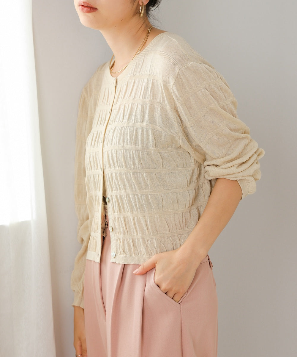 shirred 2way knit tops