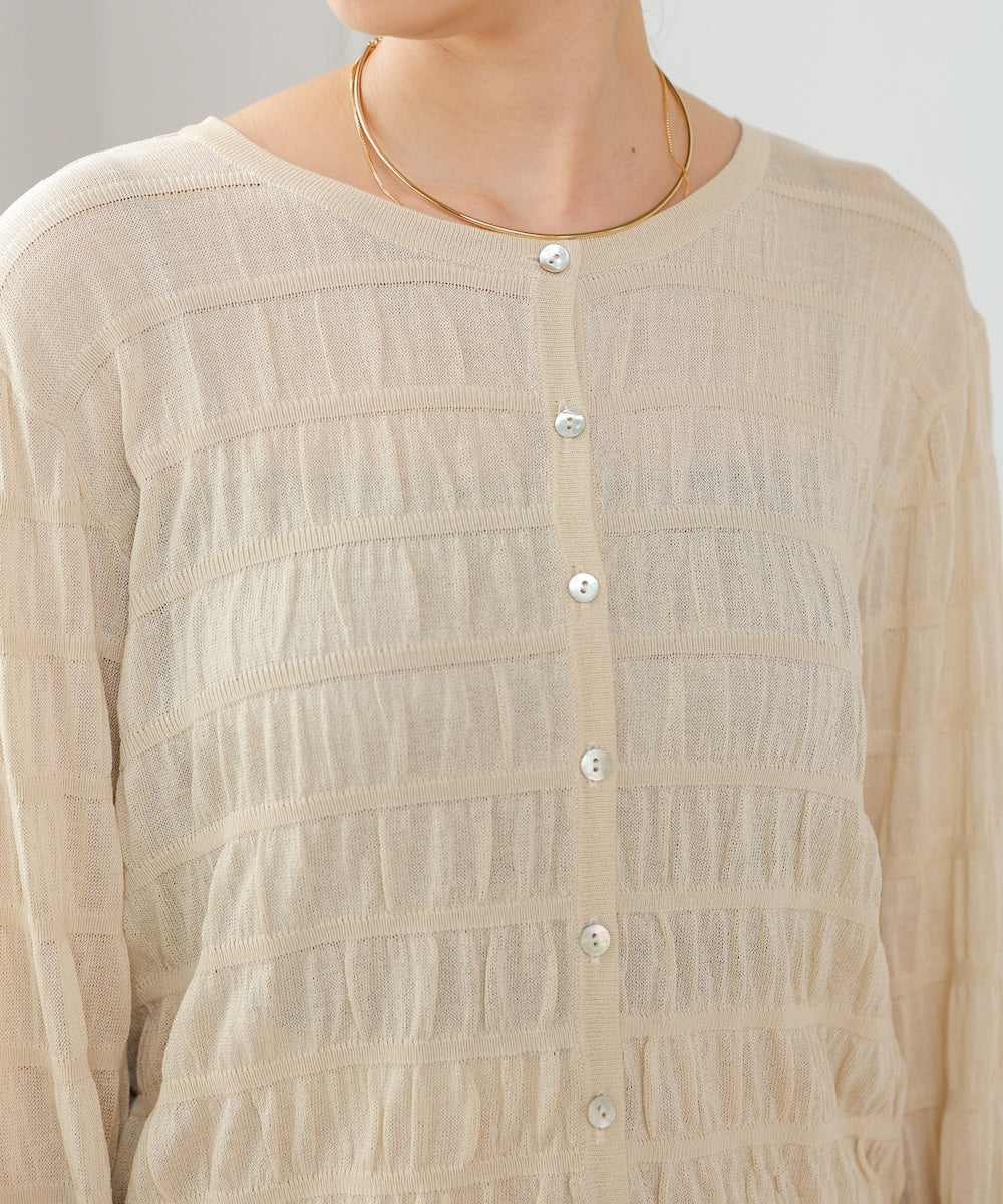 shirred 2way knit tops