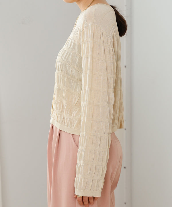 shirred 2way knit tops