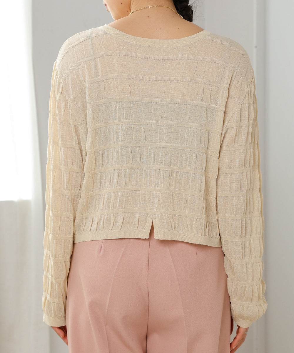 shirred 2way knit tops
