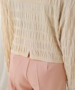 shirred 2way knit tops