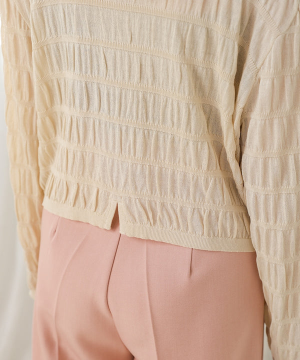 shirred 2way knit tops