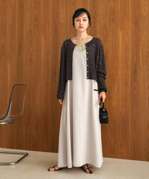 shirred 2way knit tops