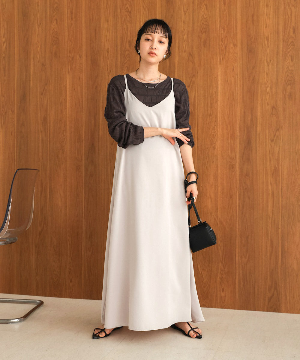 shirred 2way knit tops