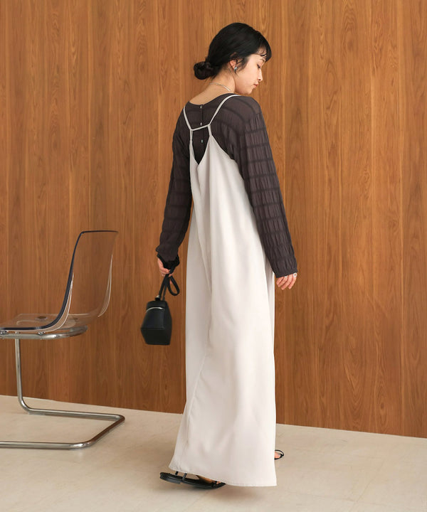 shirred 2way knit tops