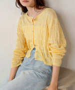 shirred 2way knit tops