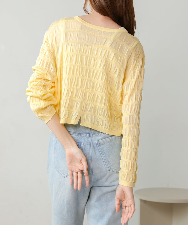 shirred 2way knit tops