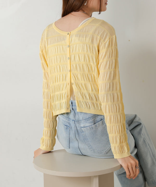 shirred 2way knit tops