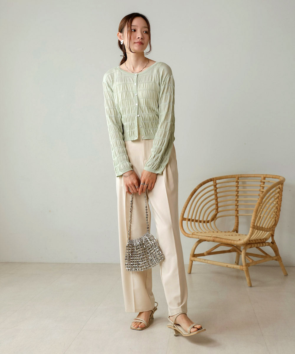 shirred 2way knit tops