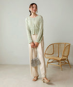 shirred 2way knit tops