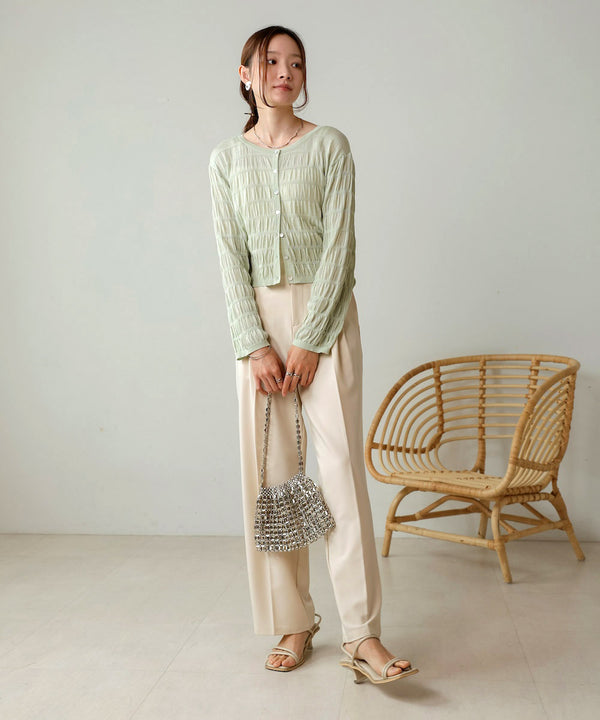 shirred 2way knit tops