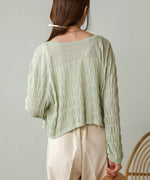 shirred 2way knit tops