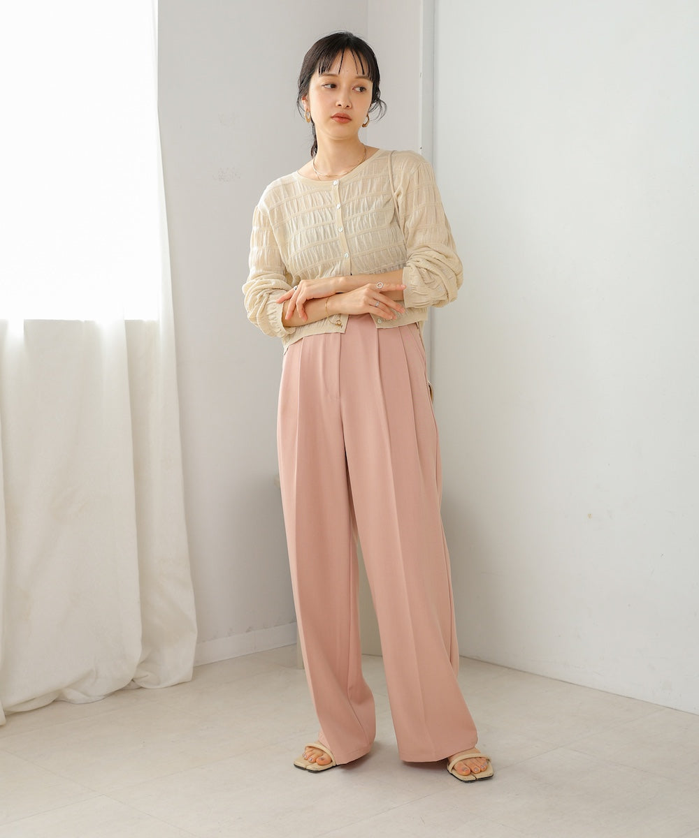 shirred 2way knit tops