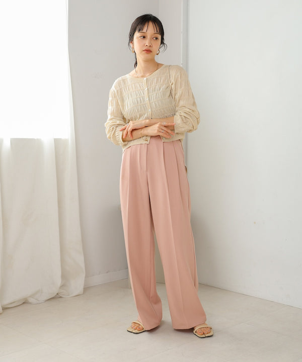 shirred 2way knit tops