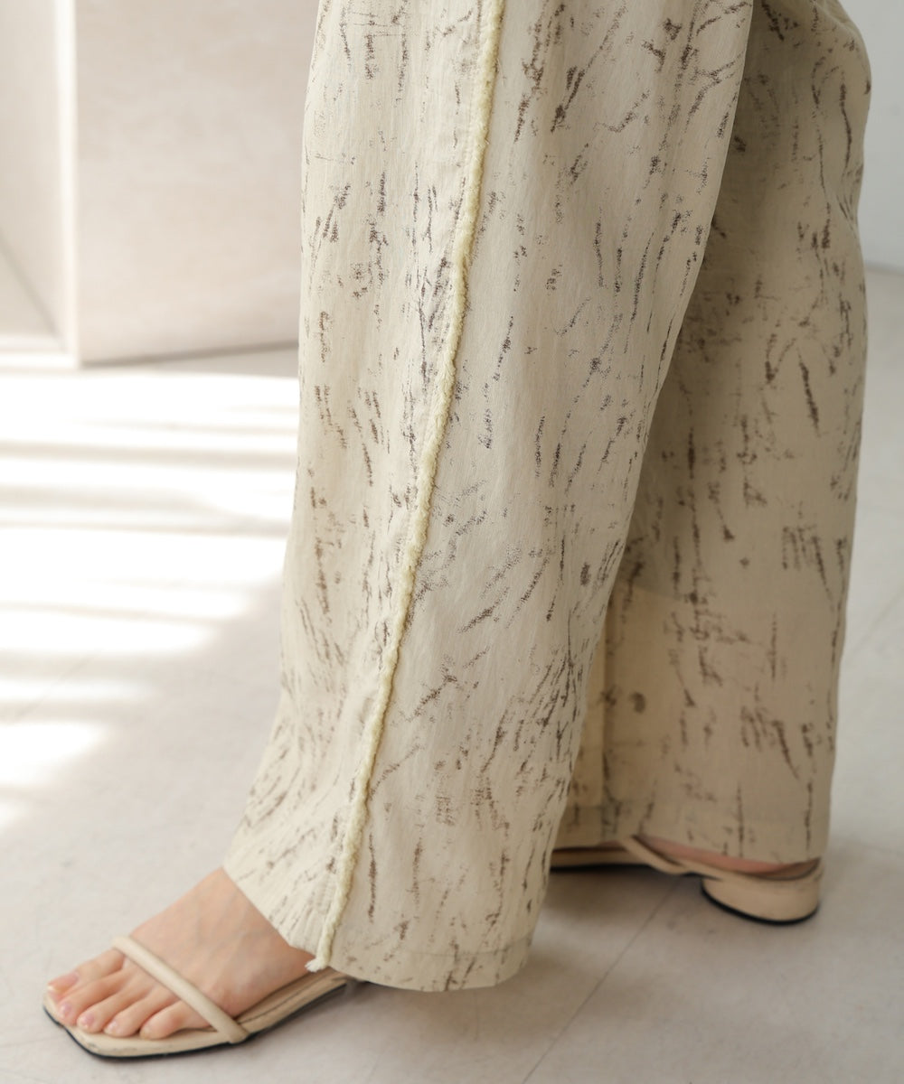 nuance pattern side fringe relaxed pants