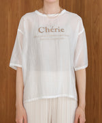 embroidered logo sheer blouse t-shirt