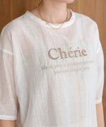 embroidered logo sheer blouse t-shirt