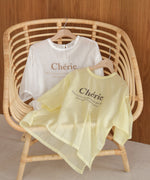 embroidered logo sheer blouse t-shirt