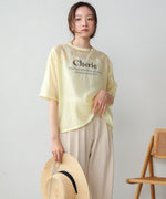 embroidered logo sheer blouse t-shirt