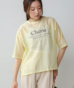 embroidered logo sheer blouse t-shirt