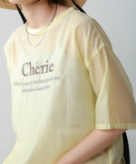 embroidered logo sheer blouse t-shirt