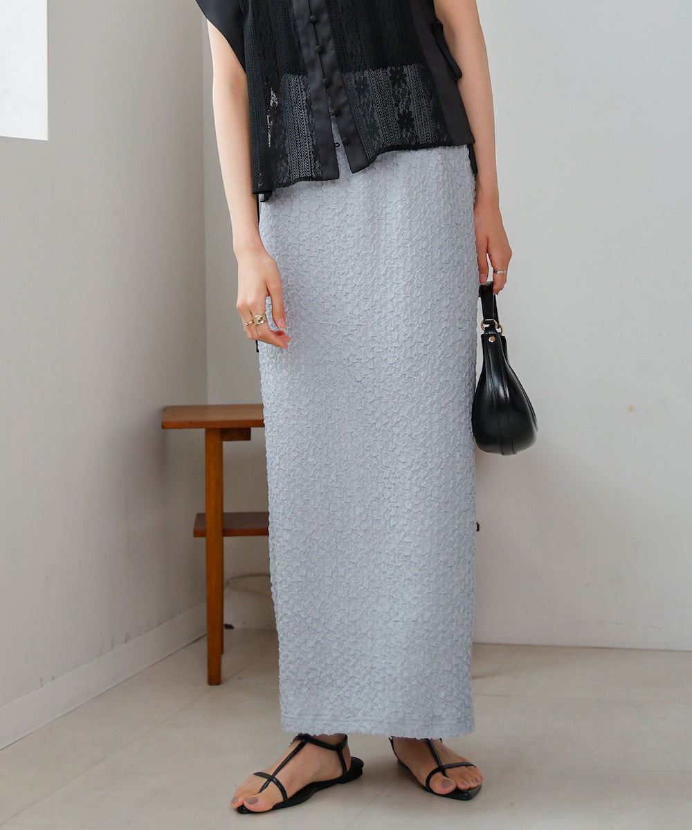 ruched cut I-line skirt