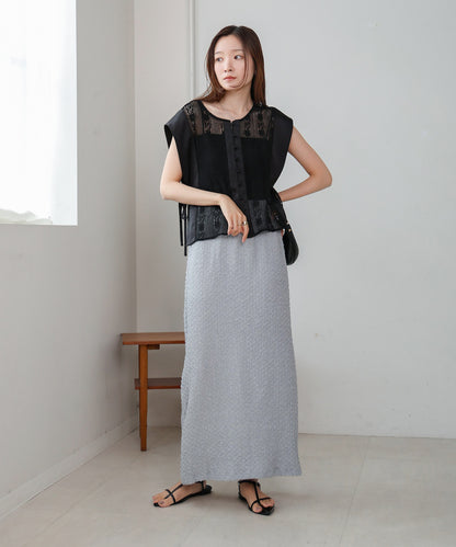 ruched cut I-line skirt