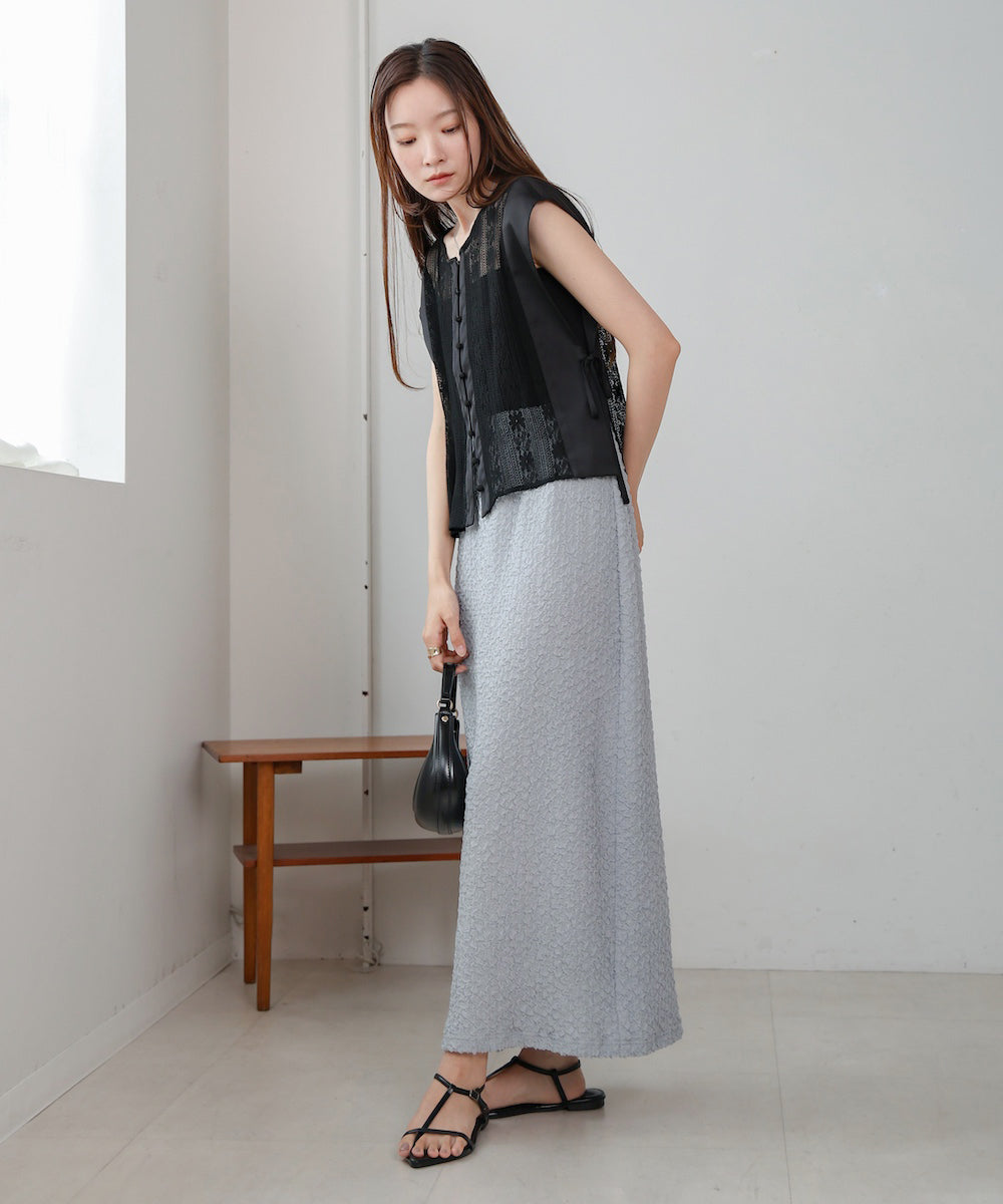 ruched cut I-line skirt