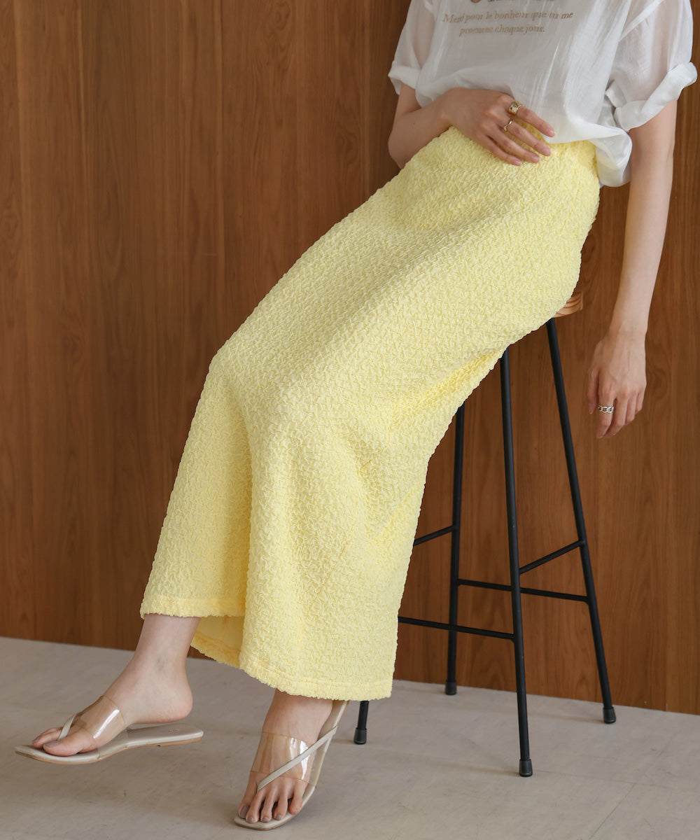 ruched cut I-line skirt