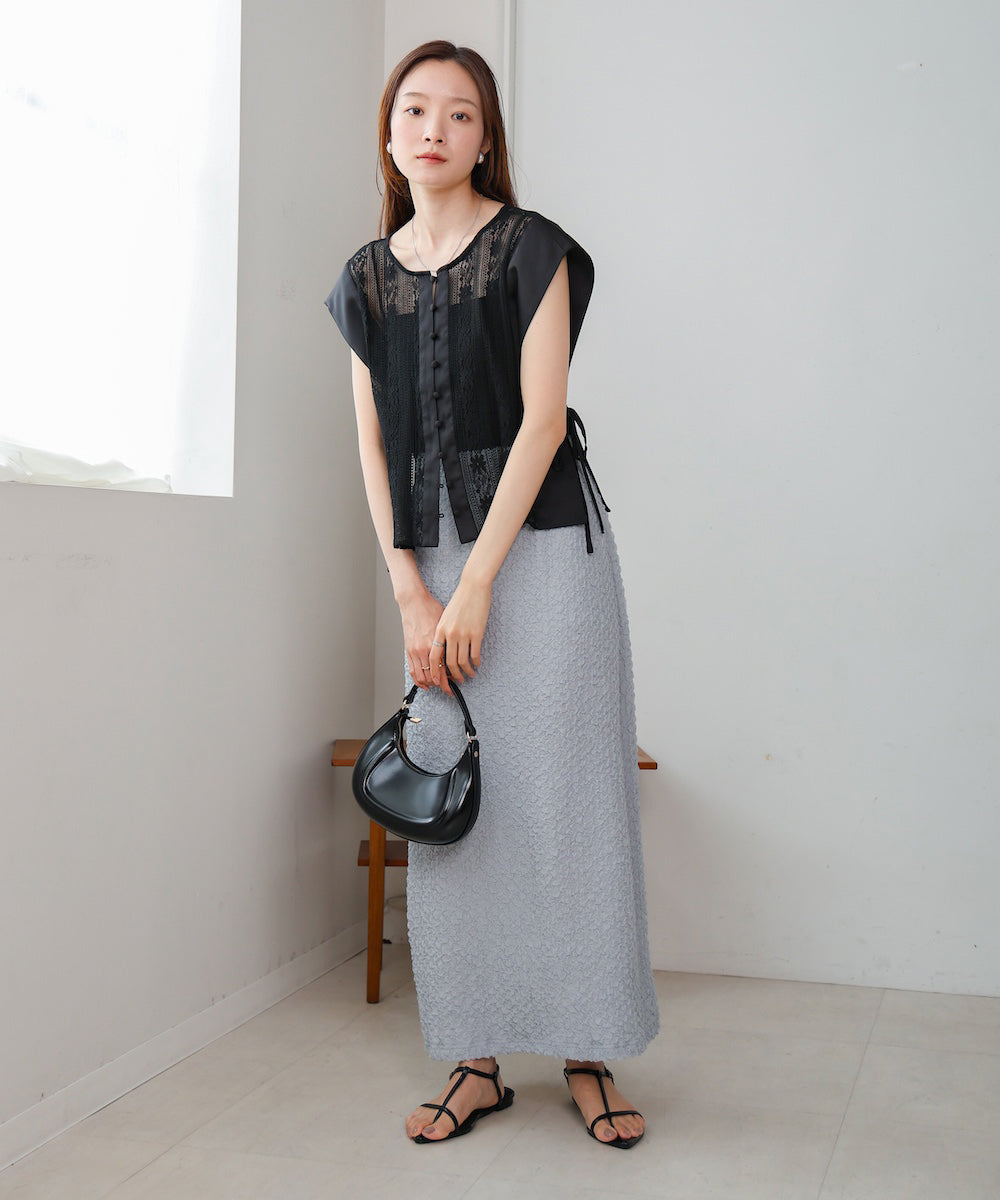 ruched cut I-line skirt