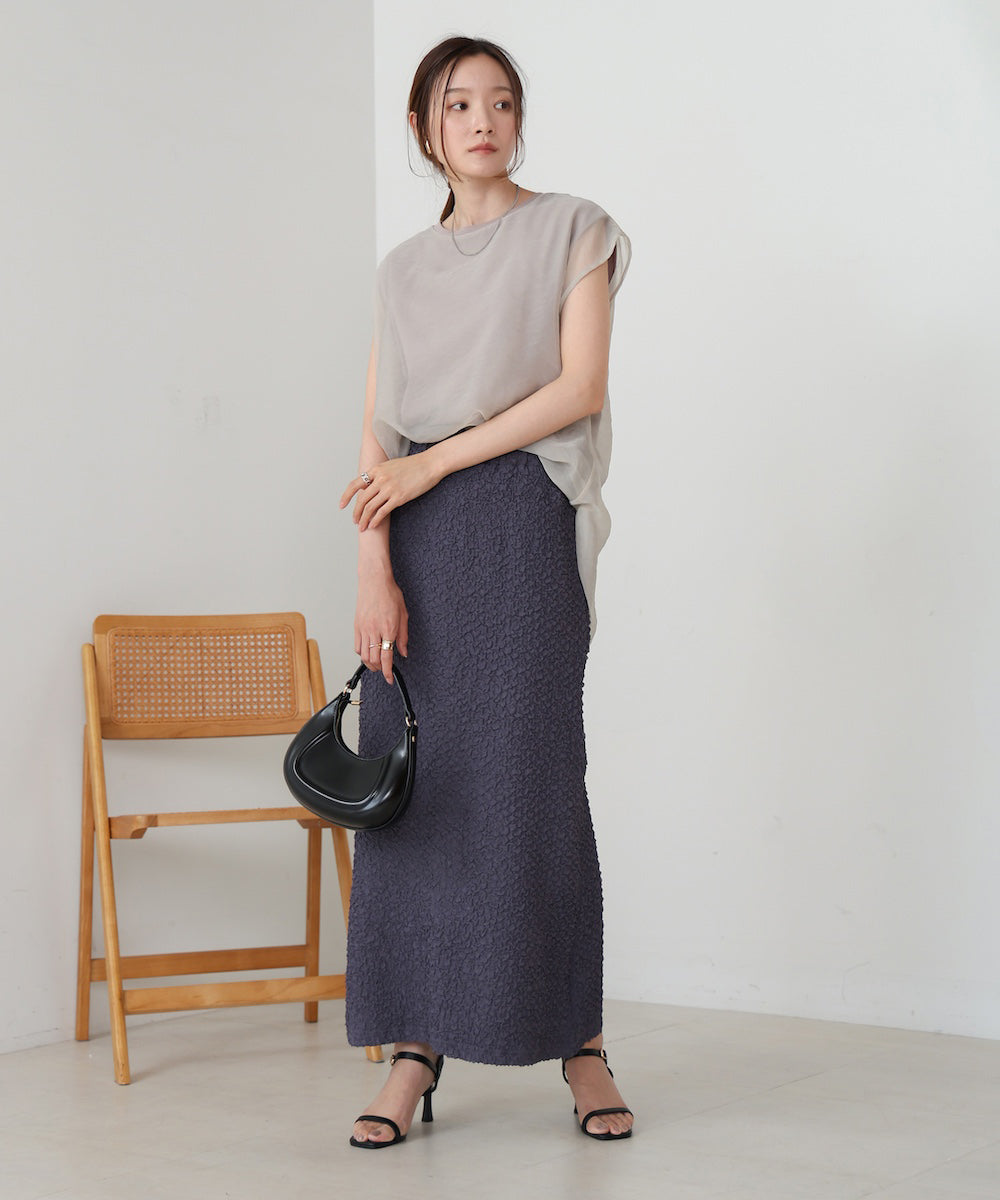 ruched cut I-line skirt