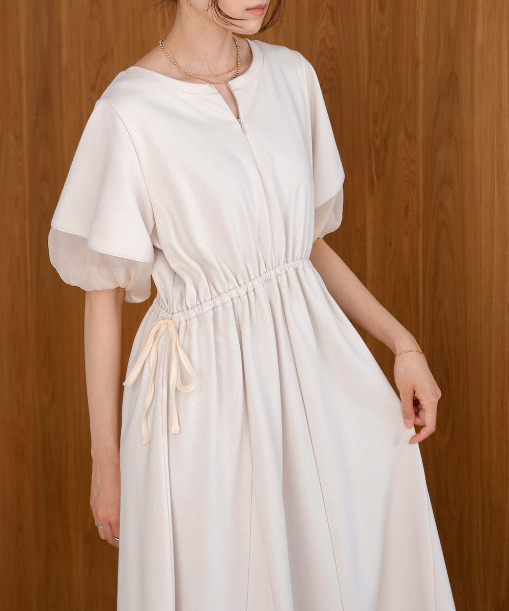 2way sleeve organdy flare onepiece