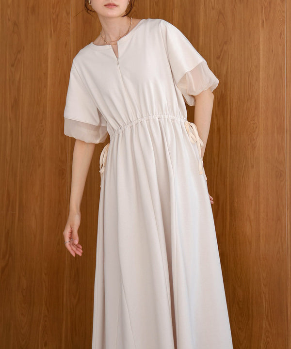 2way sleeve organdy flare onepiece