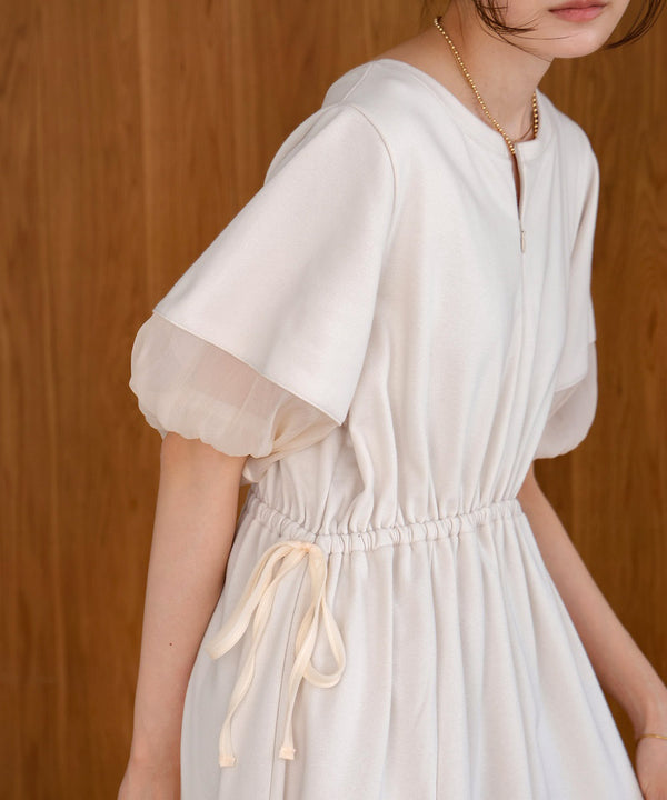 2way sleeve organdy flare onepiece