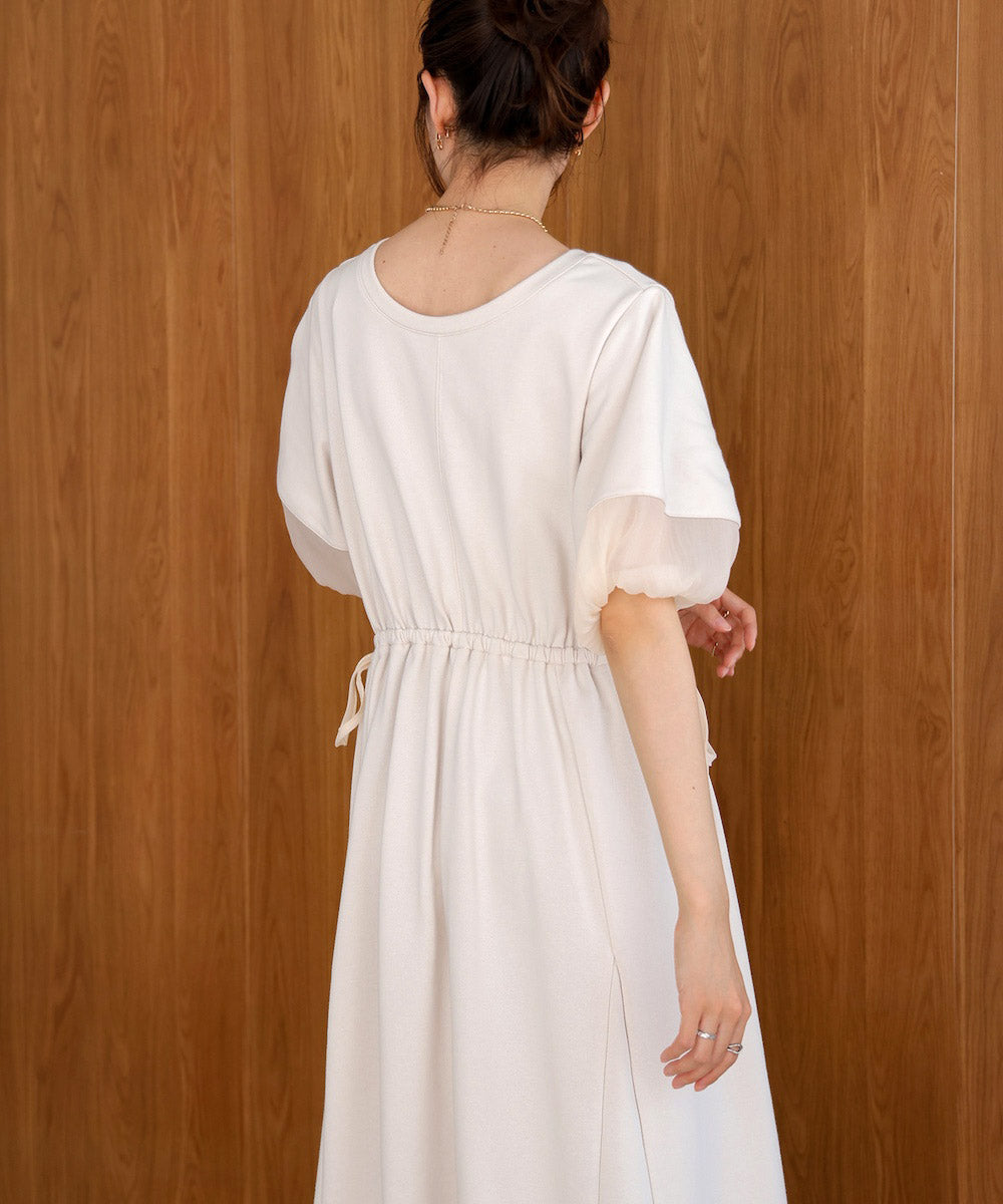 2way sleeve organdy flare onepiece