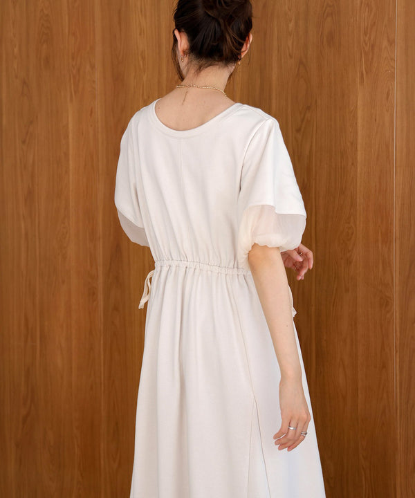 2way sleeve organdy flare onepiece
