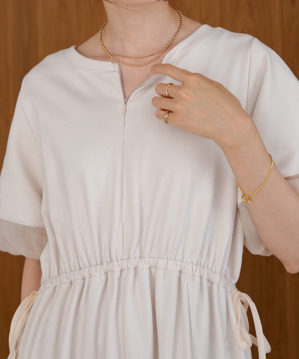 2way sleeve organdy flare onepiece