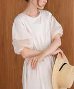 2way sleeve organdy flare onepiece