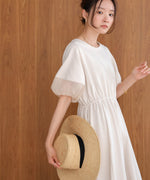 2way sleeve organdy flare onepiece