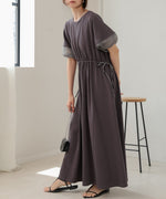 2way sleeve organdy flare onepiece