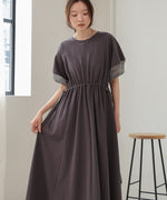 2way sleeve organdy flare onepiece