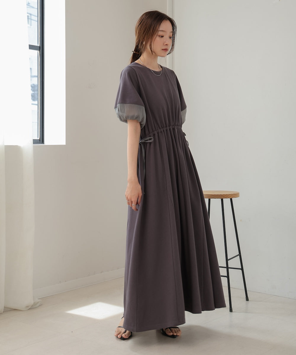 2way sleeve organdy flare onepiece