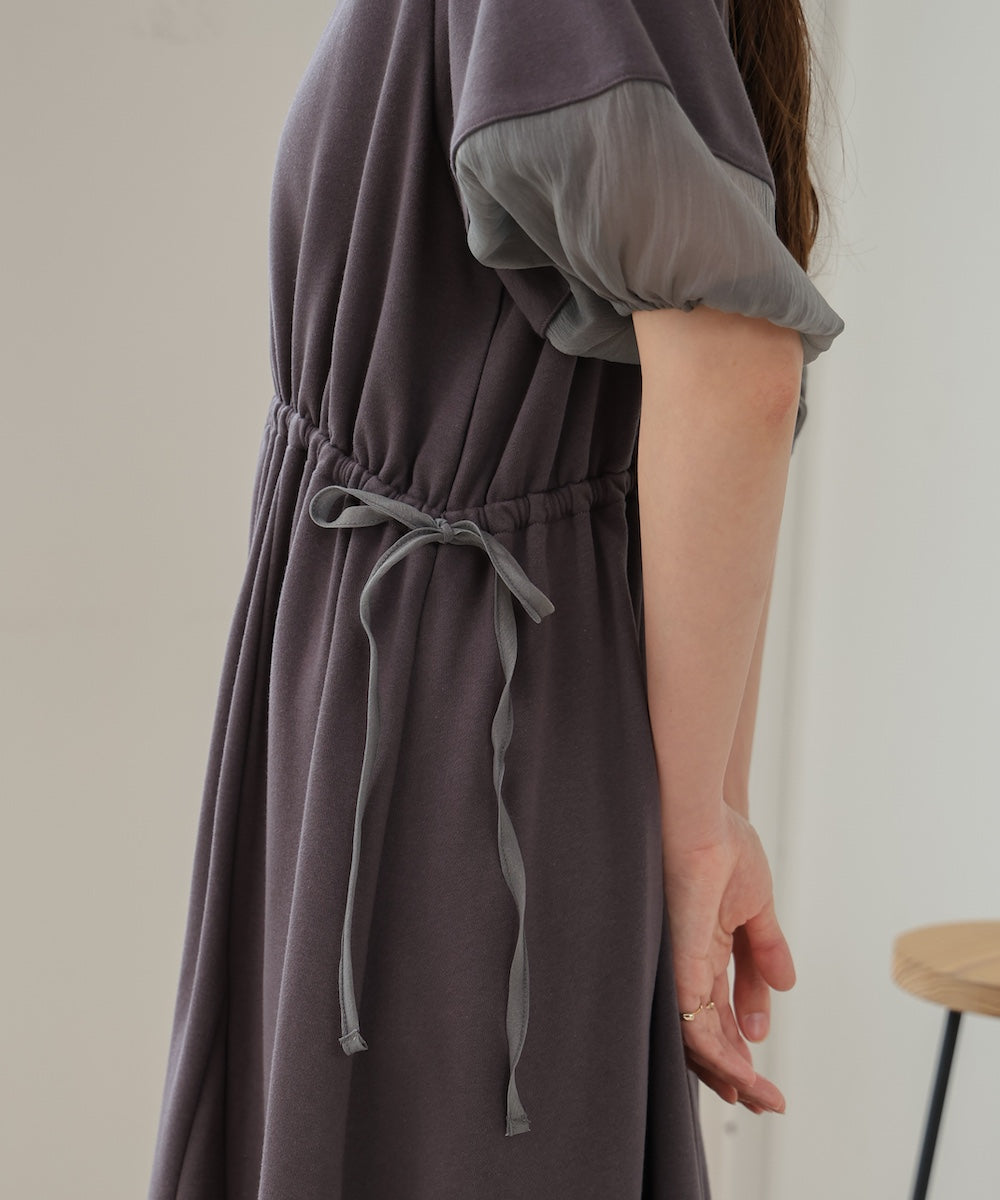 2way sleeve organdy flare onepiece