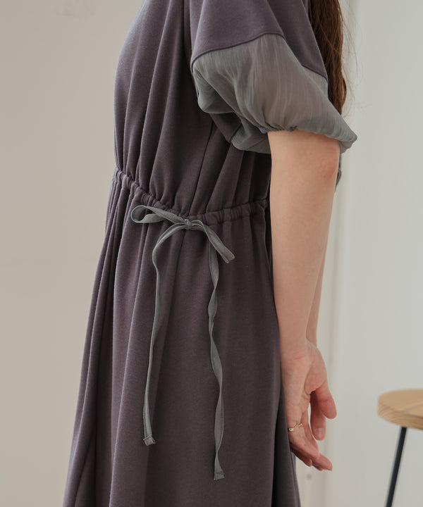 2way sleeve organdy flare onepiece