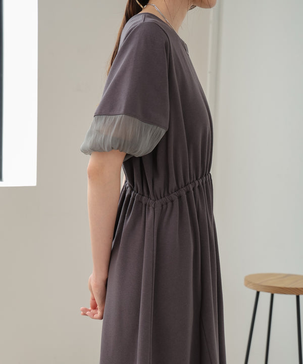 2way sleeve organdy flare onepiece